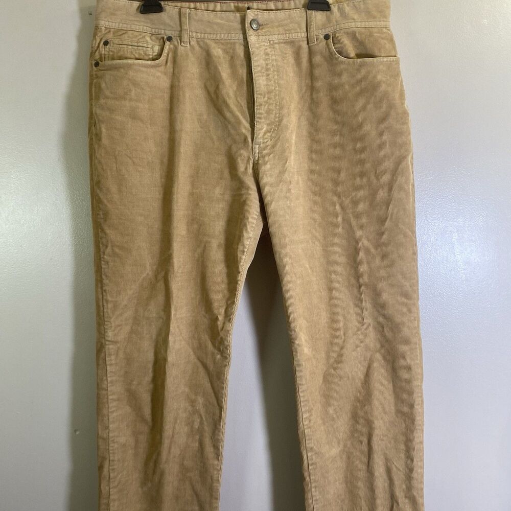Johnnie-O Corduroy Pants Mens 36x34 Brown Straight Leg Mid Rise 5-Pocket Stretch